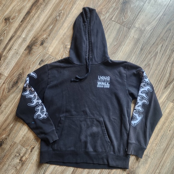 VANS Manic Type BFF Hoodie Womens MEDIUM Black Sweatshirt Boyfriend Fit Pullover - Picture 1 of 7